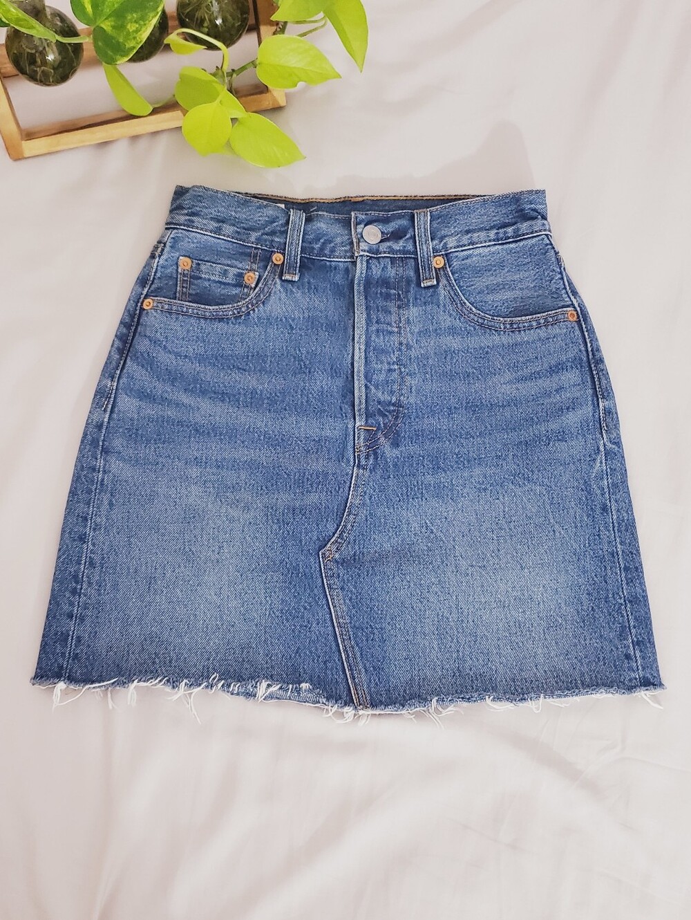 Premium LEVIS Denim Ribcage Fringe Western Style Mini Skirt Cut Offs